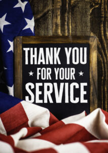 Thank you military veterans. US military veterans thank you message